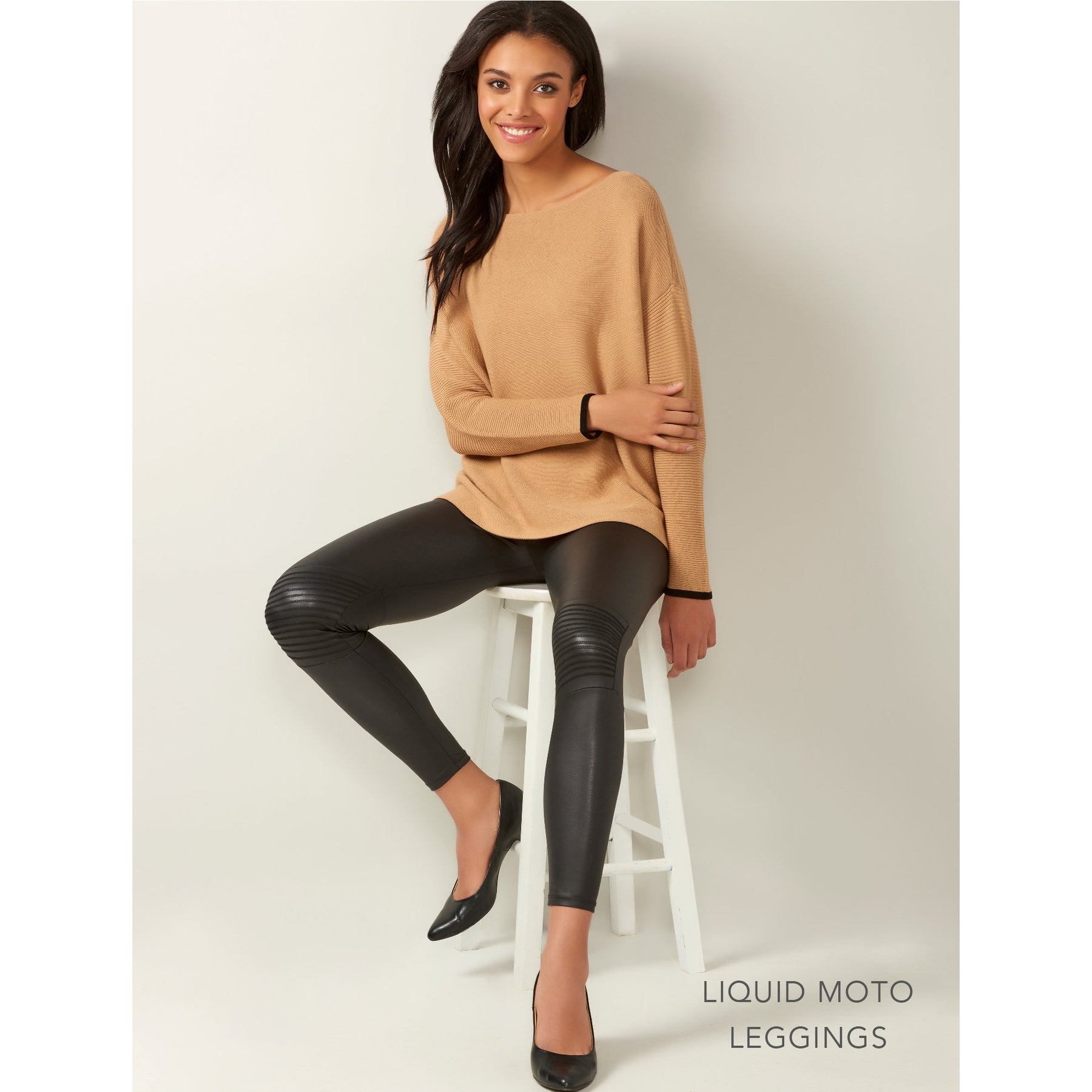 Charlie Paige Faux Leather Moto Leggings - Black – Bangles And Bags