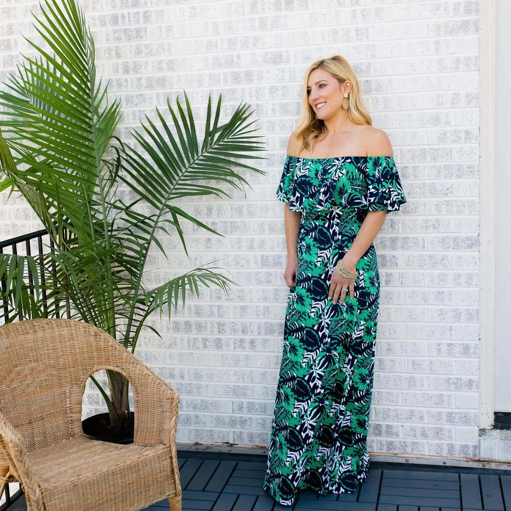 Mary Square Ruffled Maxi Havana Dress